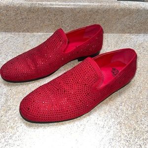Royal red slip-on formal dress shoes, size 8 mens